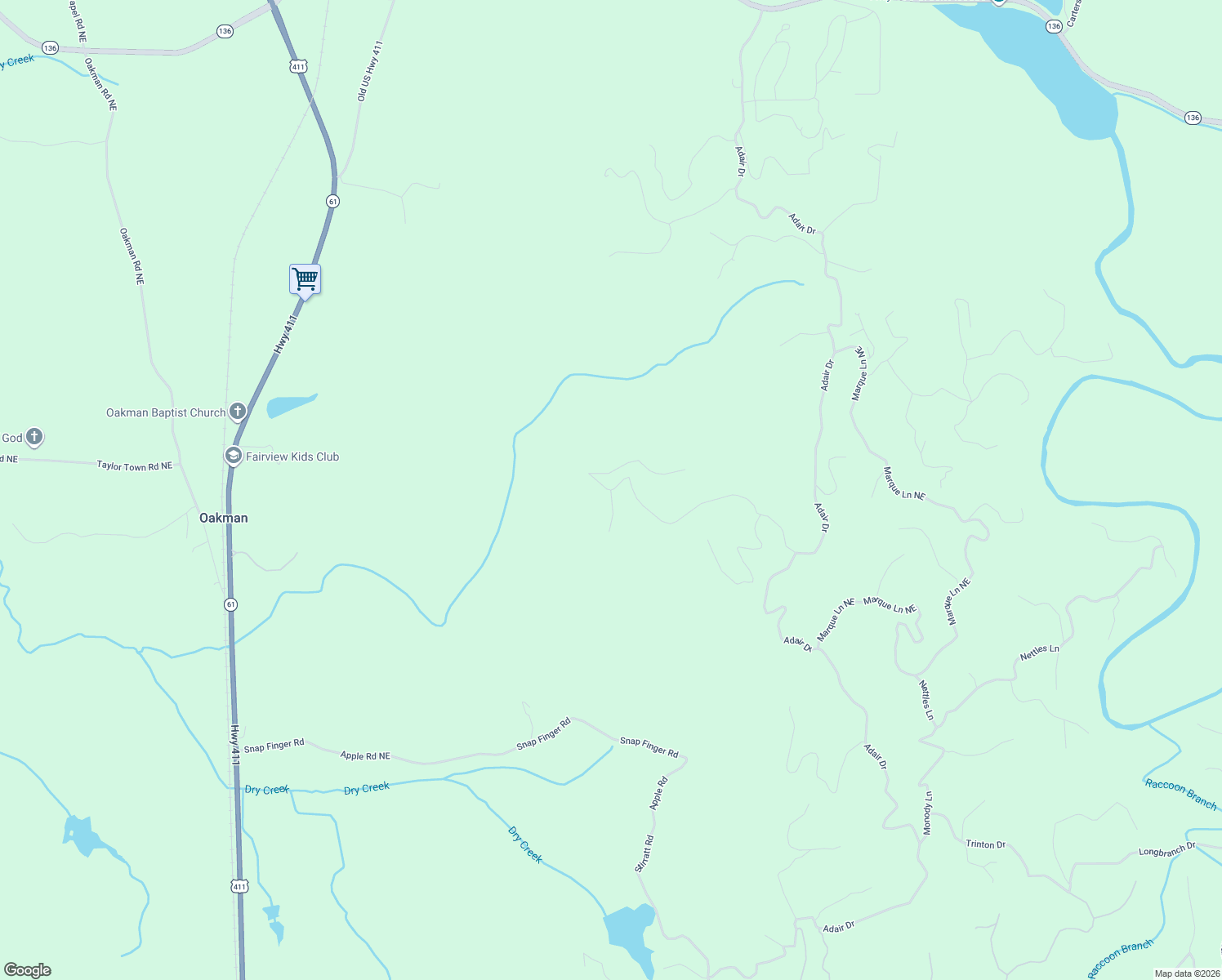 map of restaurants, bars, coffee shops, grocery stores, and more near 696 Railey Ridge in Ranger