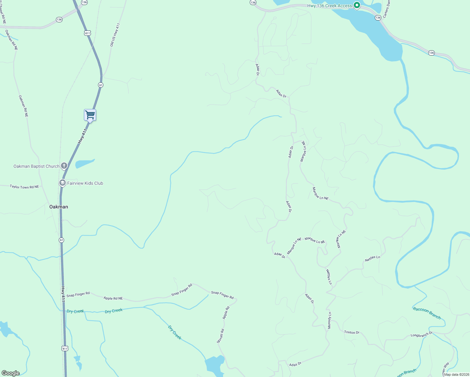 map of restaurants, bars, coffee shops, grocery stores, and more near 696 Railey Ridge in Ranger