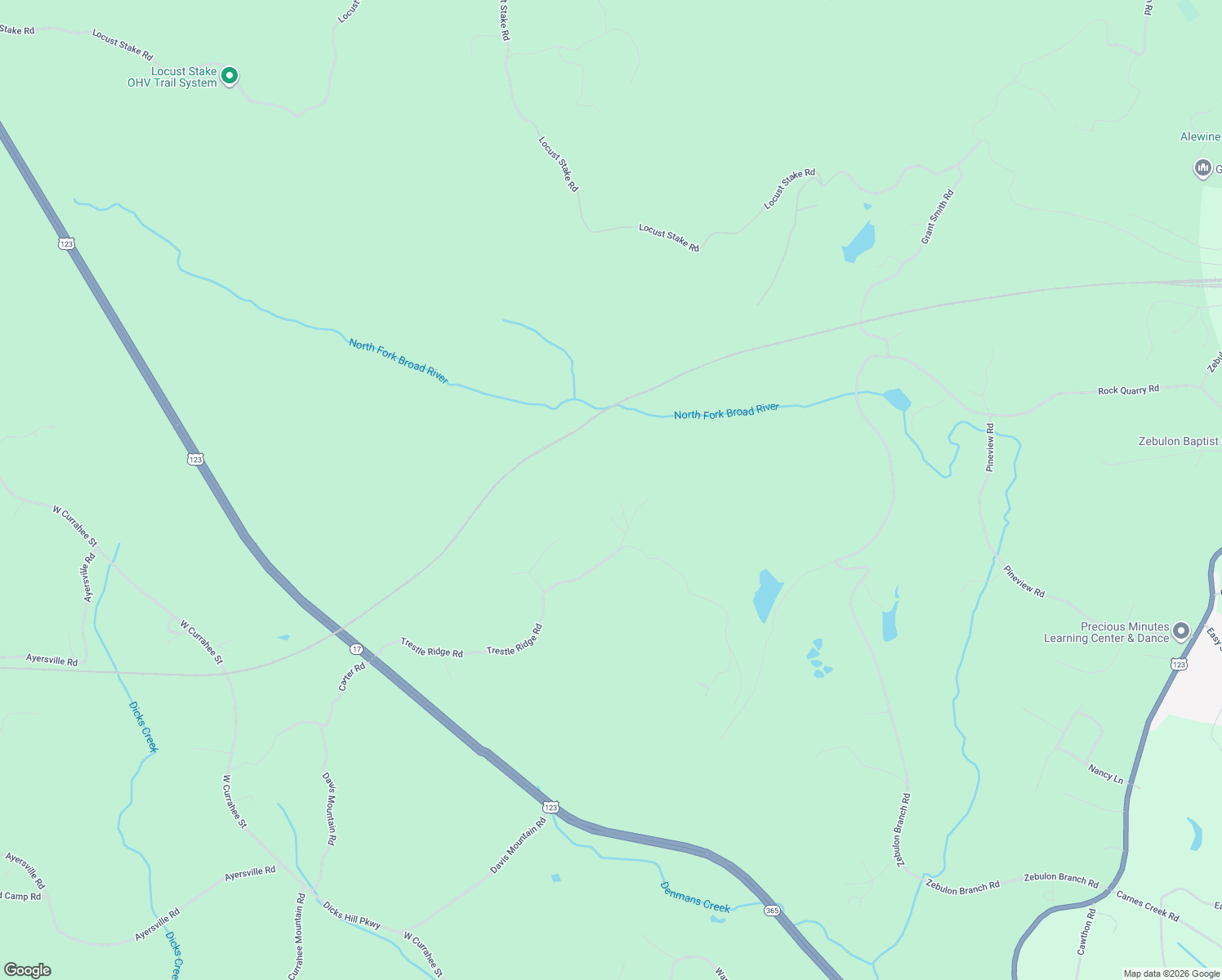 map of restaurants, bars, coffee shops, grocery stores, and more near 873 Trestle Ridge Road in Toccoa