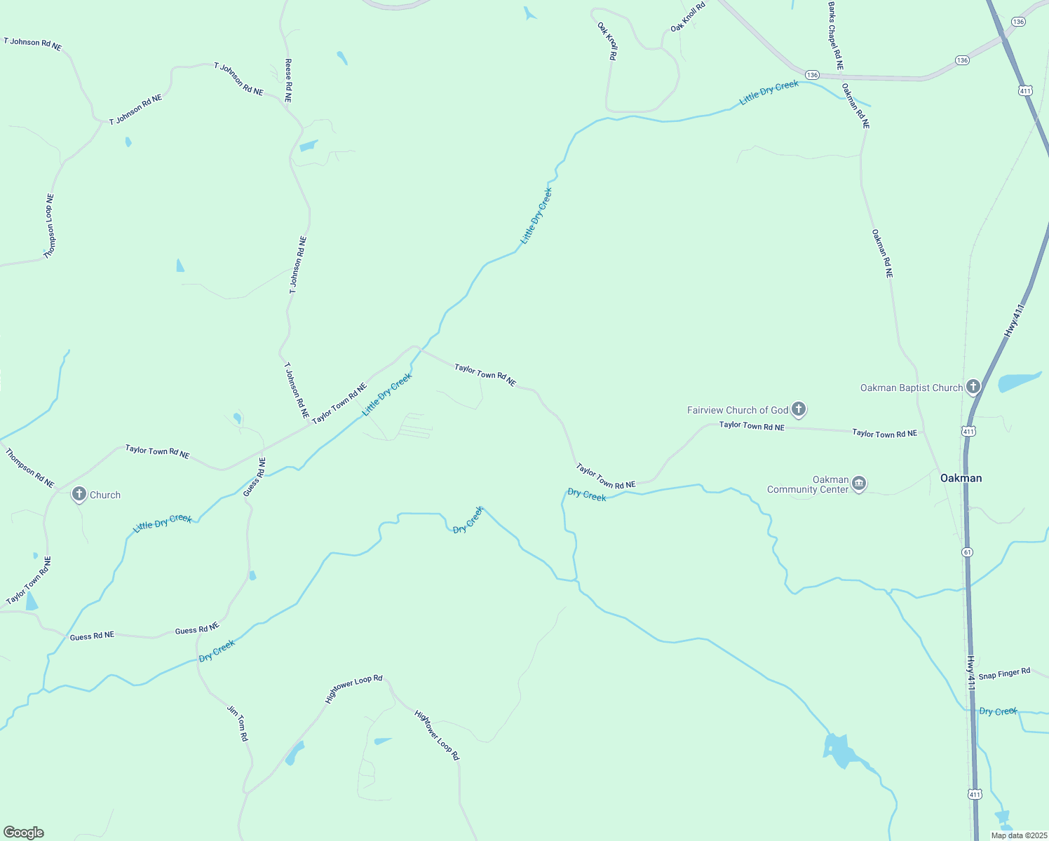 map of restaurants, bars, coffee shops, grocery stores, and more near 2363 Taylor Town Road Northeast in Ranger