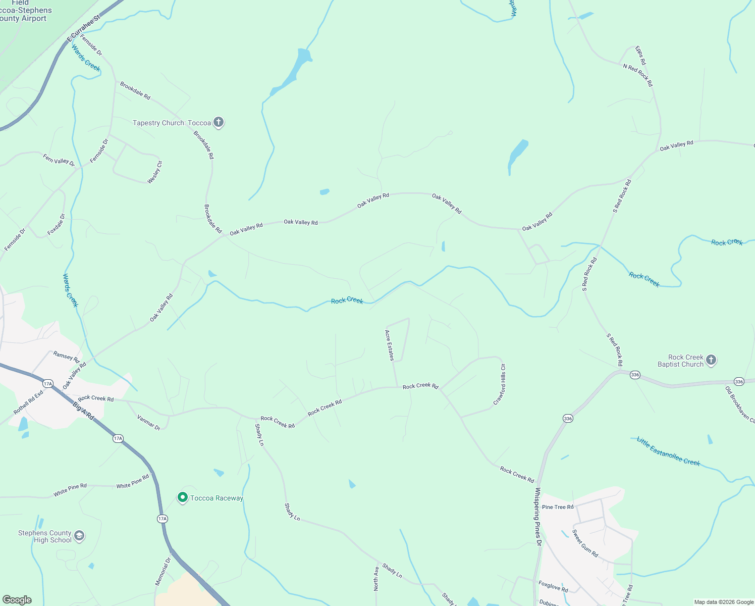 map of restaurants, bars, coffee shops, grocery stores, and more near 7079 Deer Chase in Toccoa