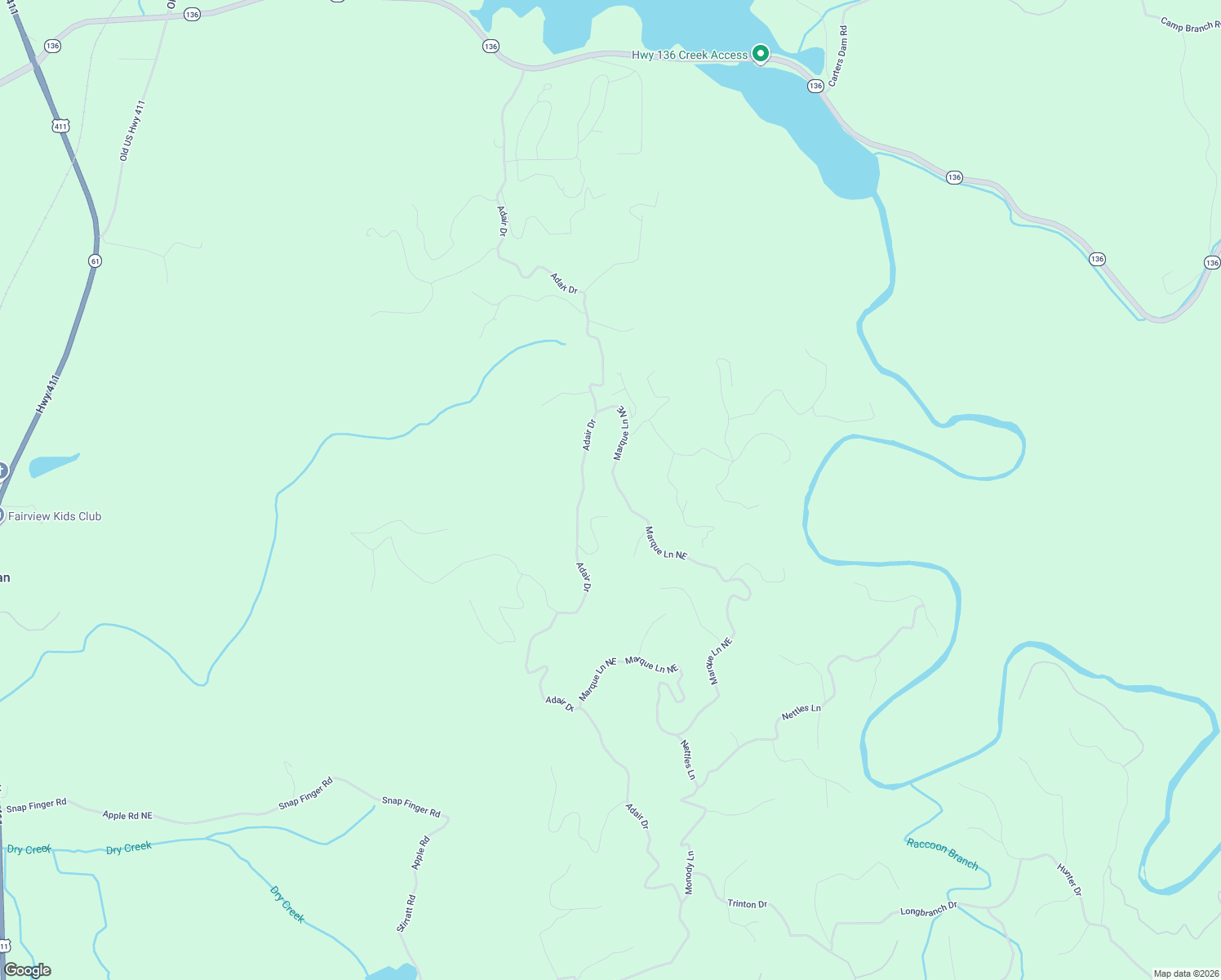 map of restaurants, bars, coffee shops, grocery stores, and more near 415 Marque Lane Northeast in Ranger