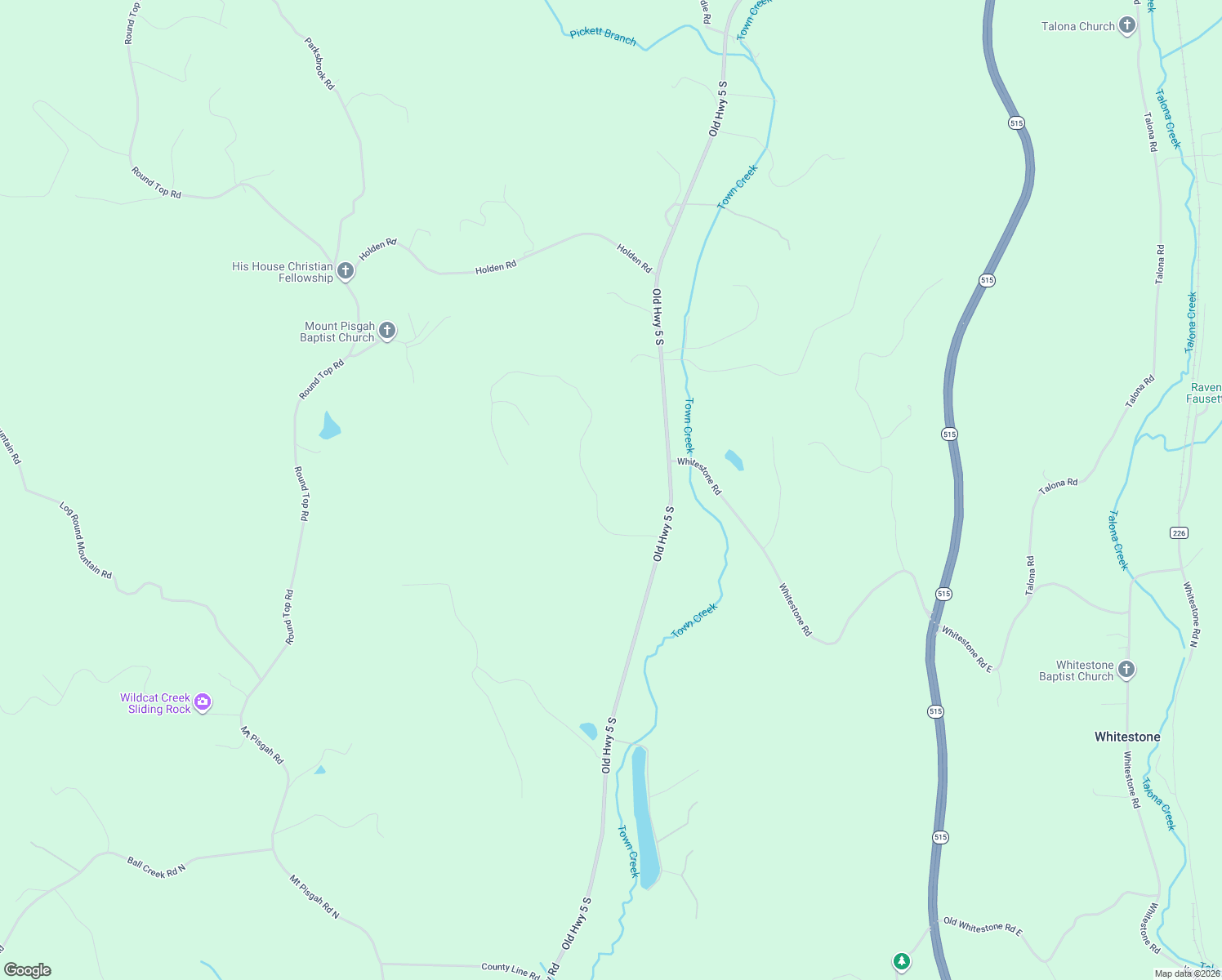 map of restaurants, bars, coffee shops, grocery stores, and more near 264 Town Creek Road in Talking Rock