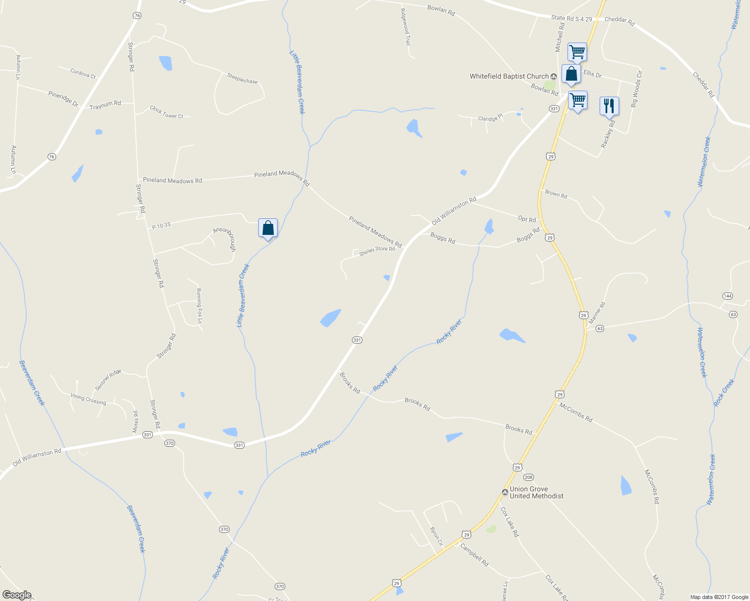 map of restaurants, bars, coffee shops, grocery stores, and more near 3961 Old Williamston Road in Belton