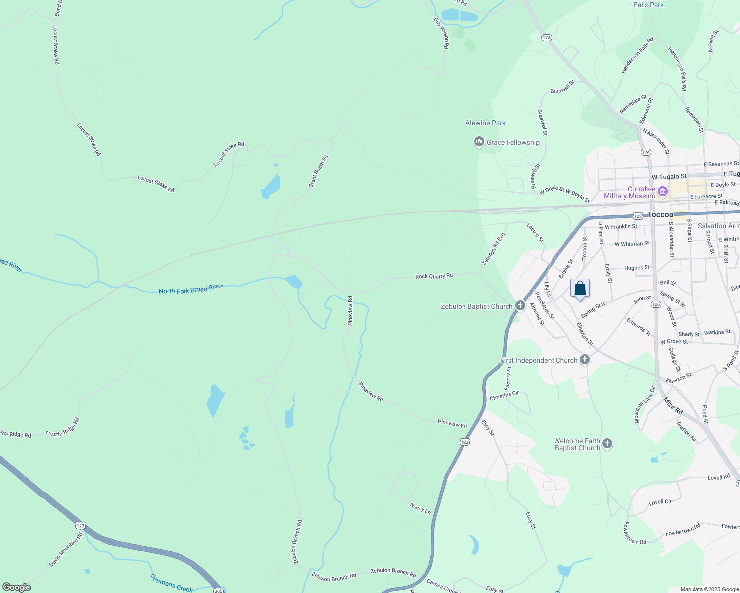 map of restaurants, bars, coffee shops, grocery stores, and more near in Toccoa