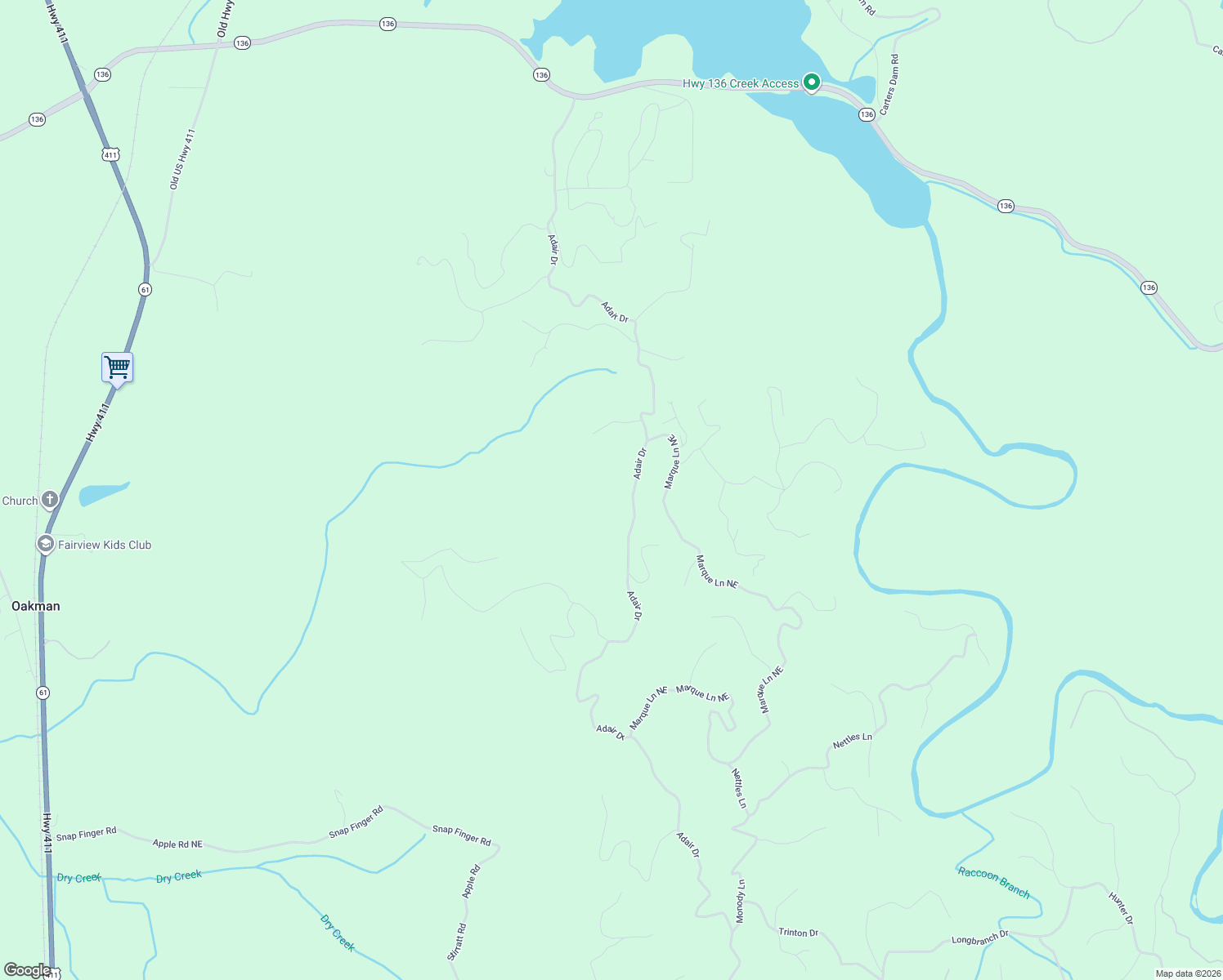 map of restaurants, bars, coffee shops, grocery stores, and more near 291 Adair Drive in Ranger