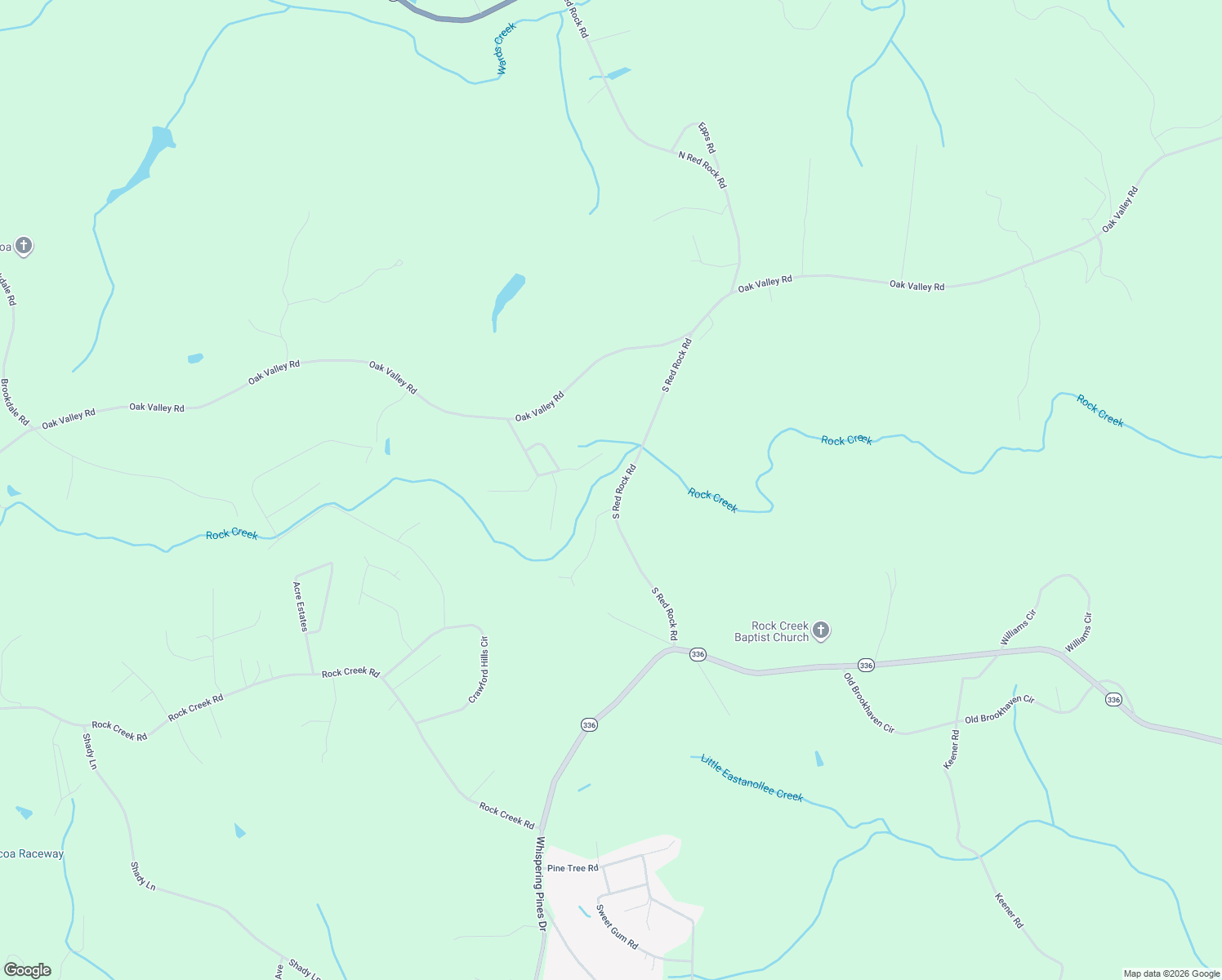 map of restaurants, bars, coffee shops, grocery stores, and more near 2086-2093 Red Rock Road in Toccoa