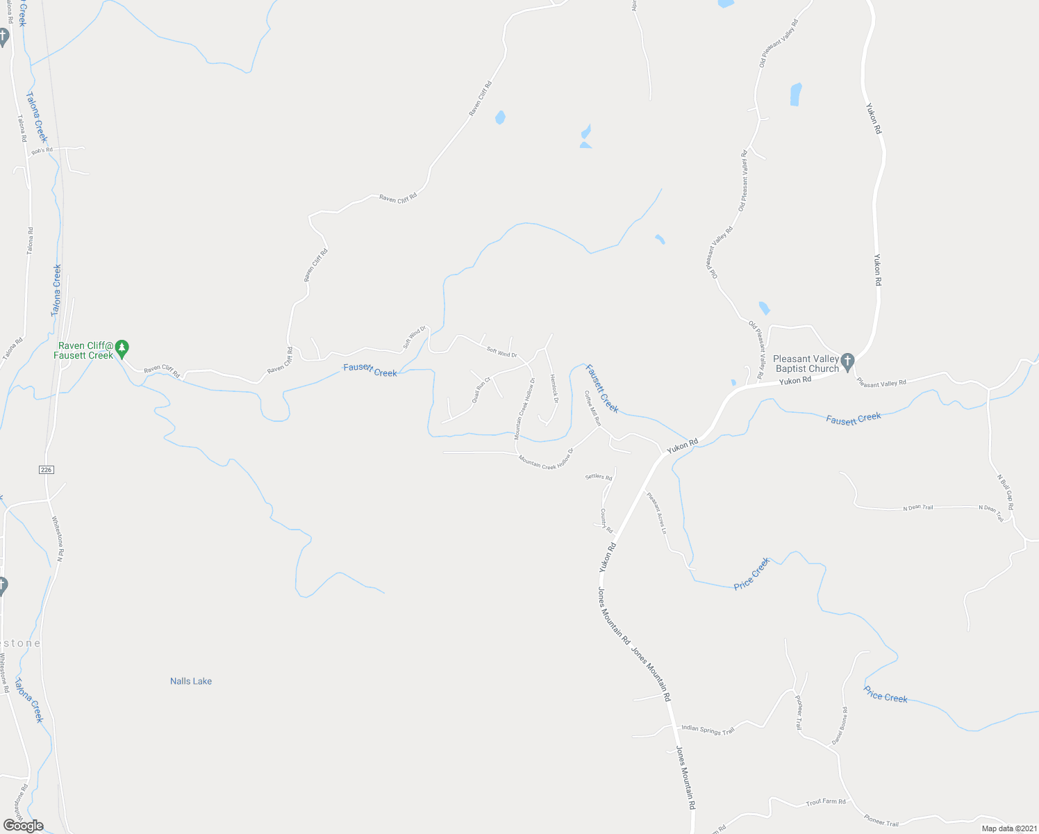 map of restaurants, bars, coffee shops, grocery stores, and more near Mountain Creek Hollow Drive in Gilmer County