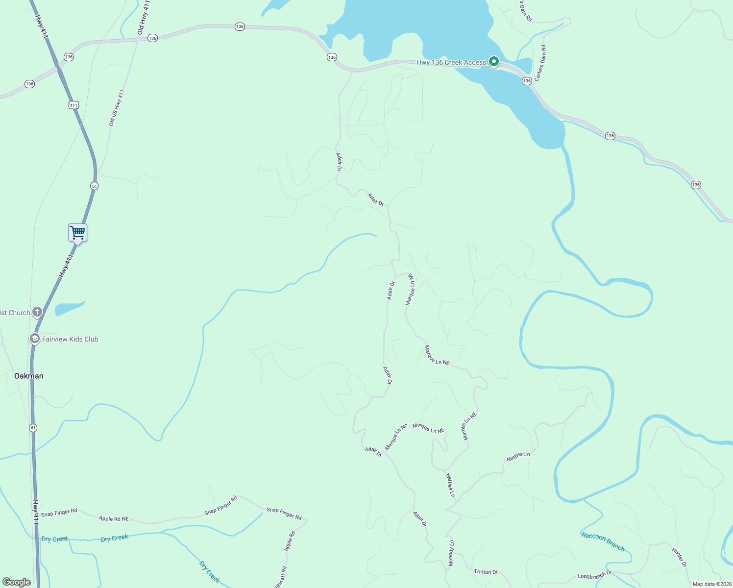 map of restaurants, bars, coffee shops, grocery stores, and more near 291 Adair Drive in Ranger