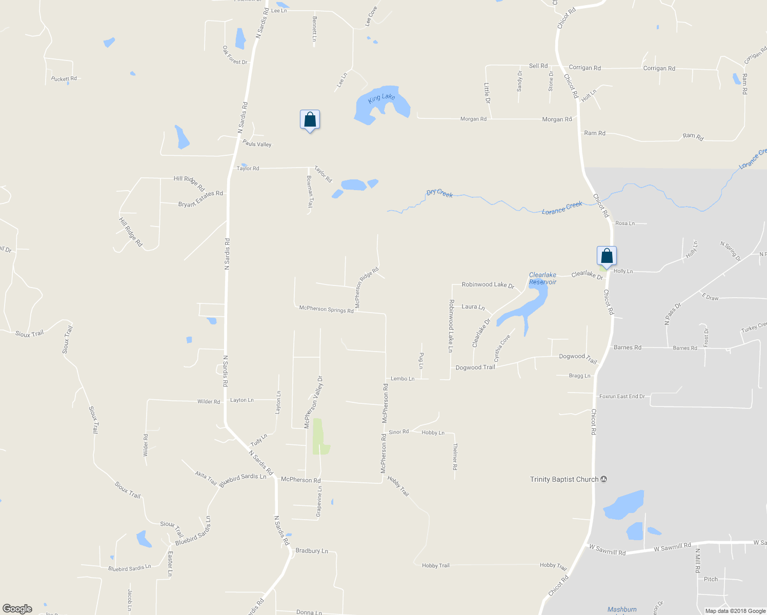 map of restaurants, bars, coffee shops, grocery stores, and more near 2310 McPherson Springs Road in Saline County