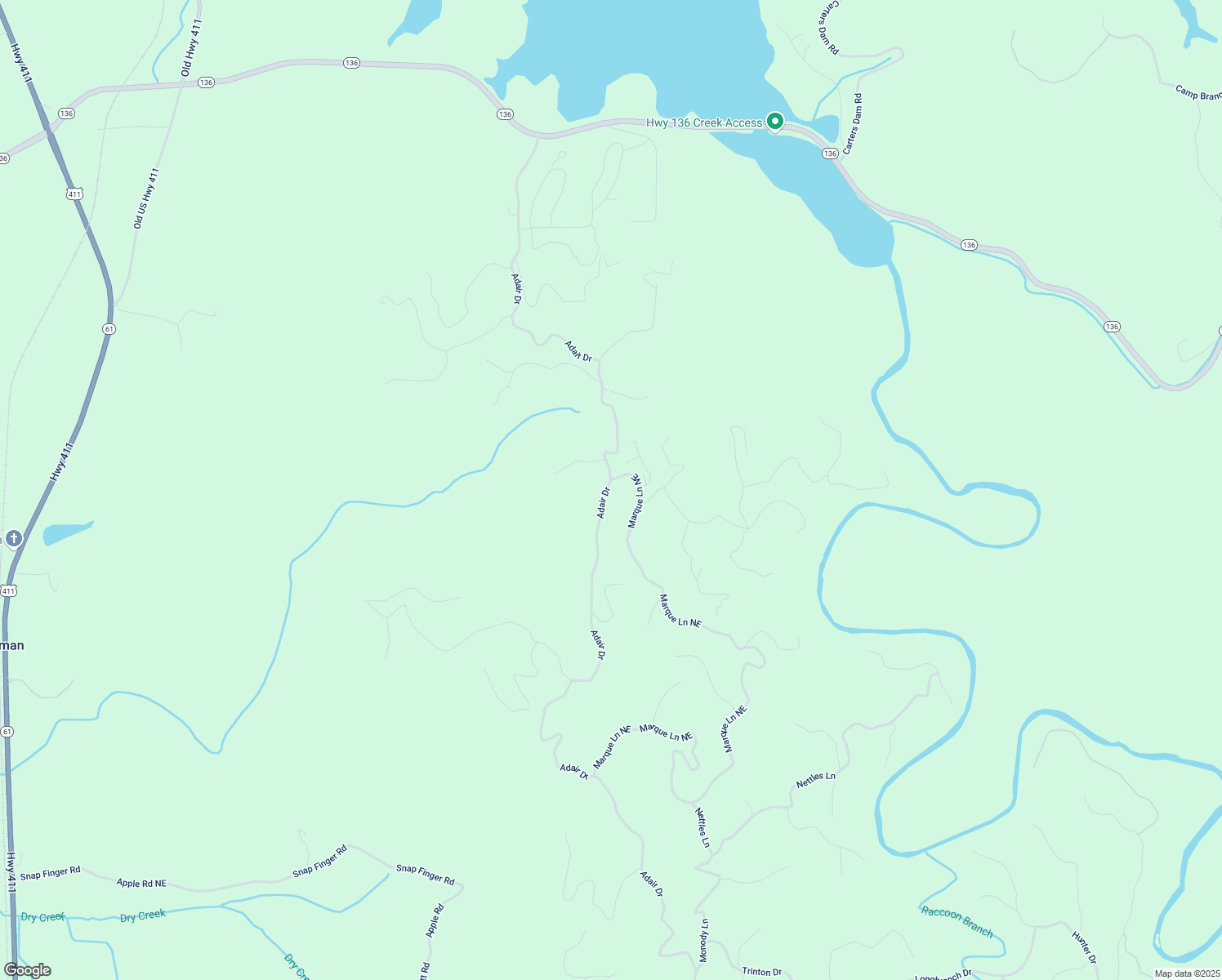 map of restaurants, bars, coffee shops, grocery stores, and more near 25 Adair Drive in Ranger