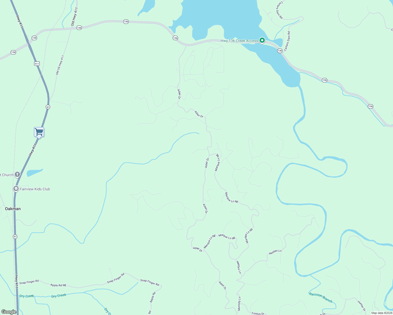 map of restaurants, bars, coffee shops, grocery stores, and more near 364 Luna Court Northeast in Ranger