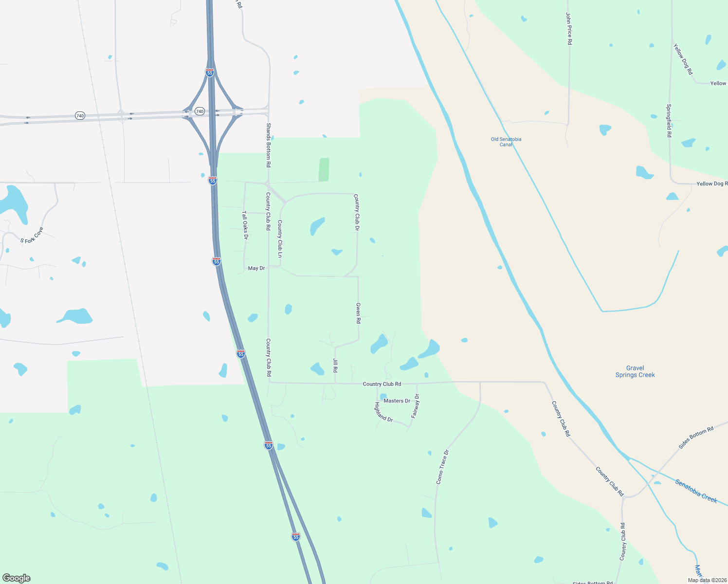 map of restaurants, bars, coffee shops, grocery stores, and more near 77 Gwen Road in Senatobia