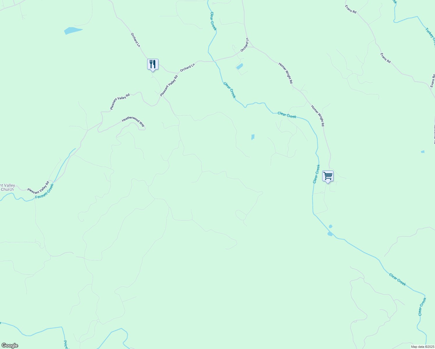 map of restaurants, bars, coffee shops, grocery stores, and more near Gault's Gulch Road in Talking Rock