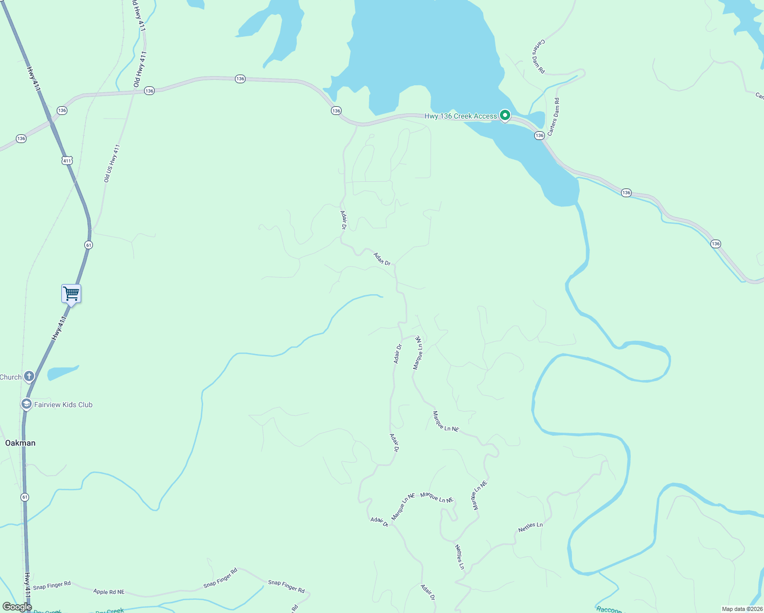 map of restaurants, bars, coffee shops, grocery stores, and more near 298 Adair Drive in Ranger