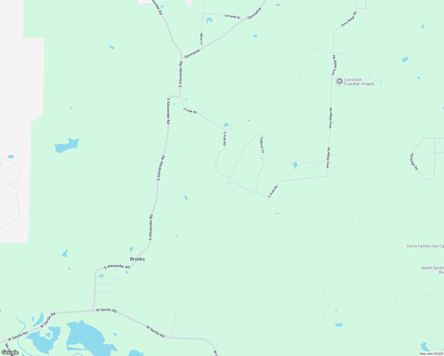 map of restaurants, bars, coffee shops, grocery stores, and more near 13945 East Polk Road in Alexander