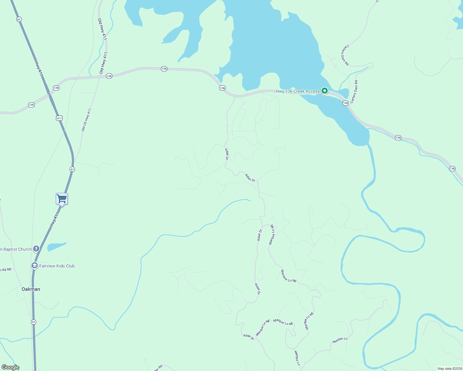 map of restaurants, bars, coffee shops, grocery stores, and more near 1586 Paladin Drive Northeast in Ranger