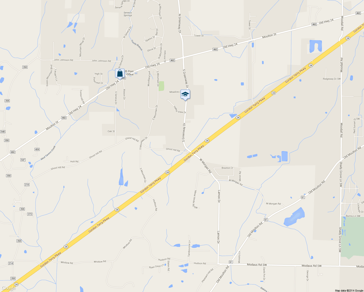 map of restaurants, bars, coffee shops, grocery stores, and more near 144 Hawthorn Way in Trinity