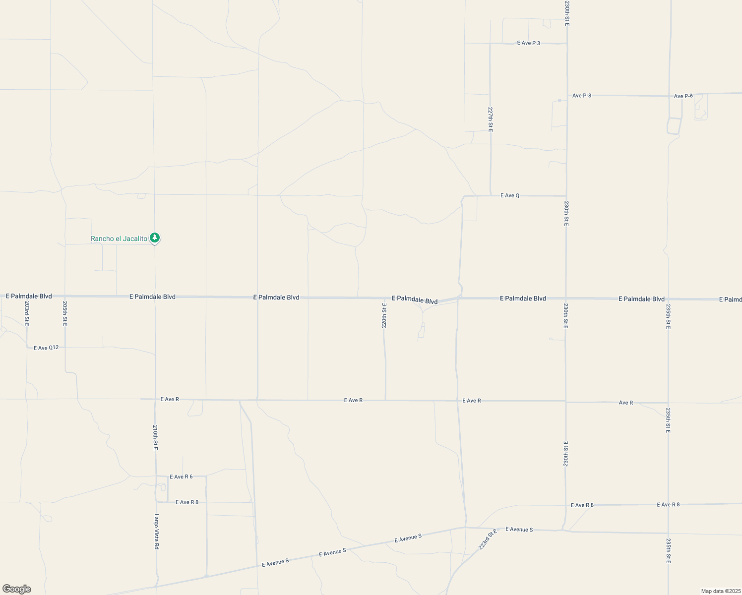 map of restaurants, bars, coffee shops, grocery stores, and more near 225th Street East in Palmdale