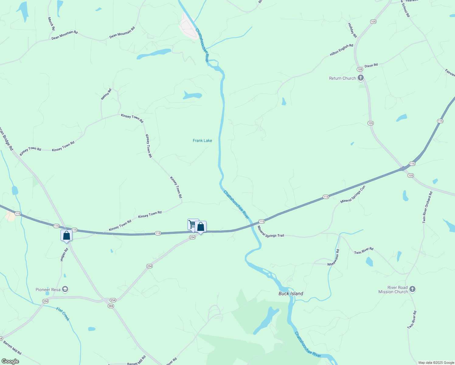 map of restaurants, bars, coffee shops, grocery stores, and more near 118 Windy River Court in Demorest