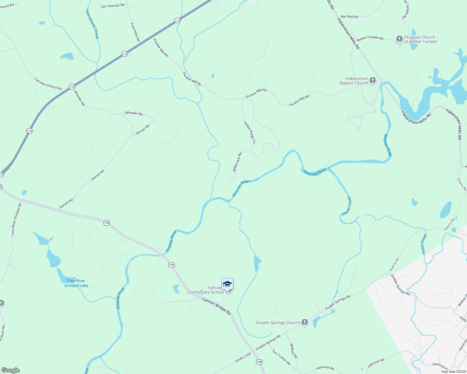 map of restaurants, bars, coffee shops, grocery stores, and more near 240 Ridgeview Road in Demorest