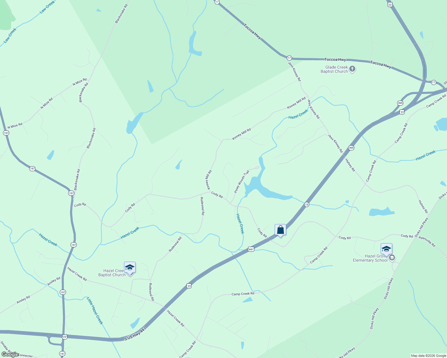 map of restaurants, bars, coffee shops, grocery stores, and more near 289 Smiling Valley Road in Mount Airy