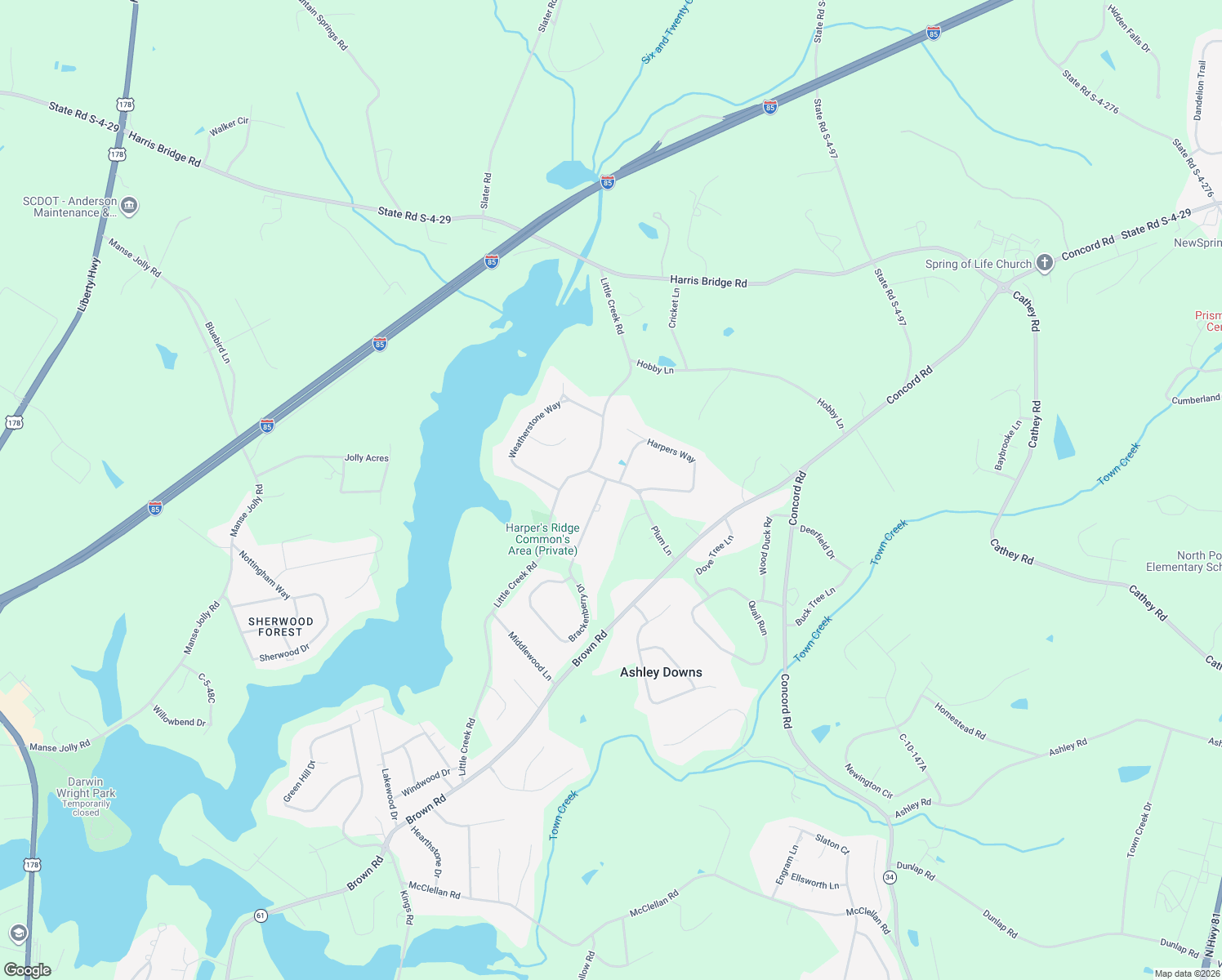 map of restaurants, bars, coffee shops, grocery stores, and more near 3022 Brackenberry Drive in Anderson