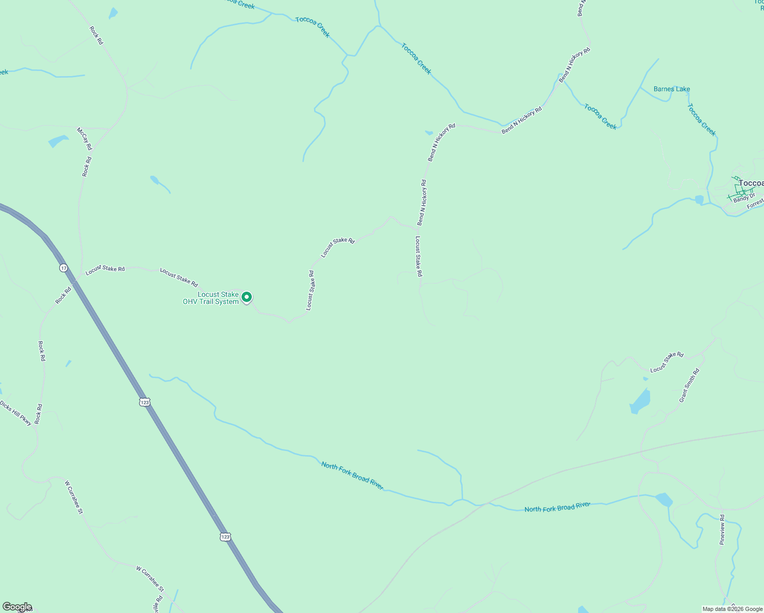 map of restaurants, bars, coffee shops, grocery stores, and more near 2140 Bend N Hickory Road in Toccoa