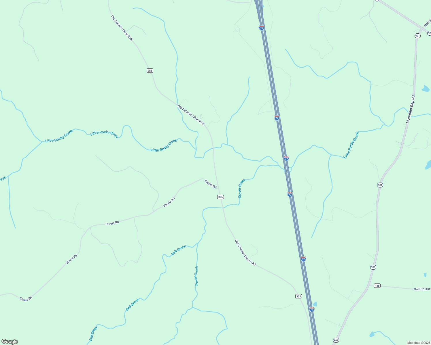 map of restaurants, bars, coffee shops, grocery stores, and more near Old Catholic Church Road in Blackstock