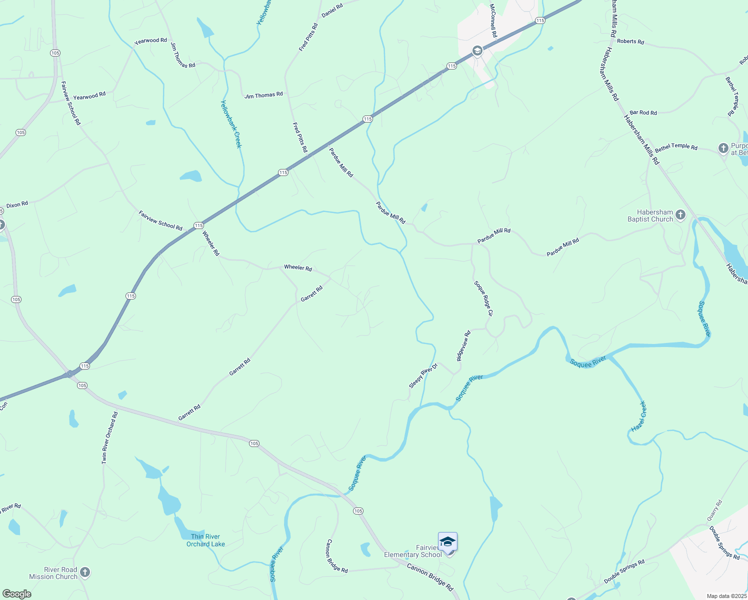 map of restaurants, bars, coffee shops, grocery stores, and more near 1377 Wheeler Road in Demorest