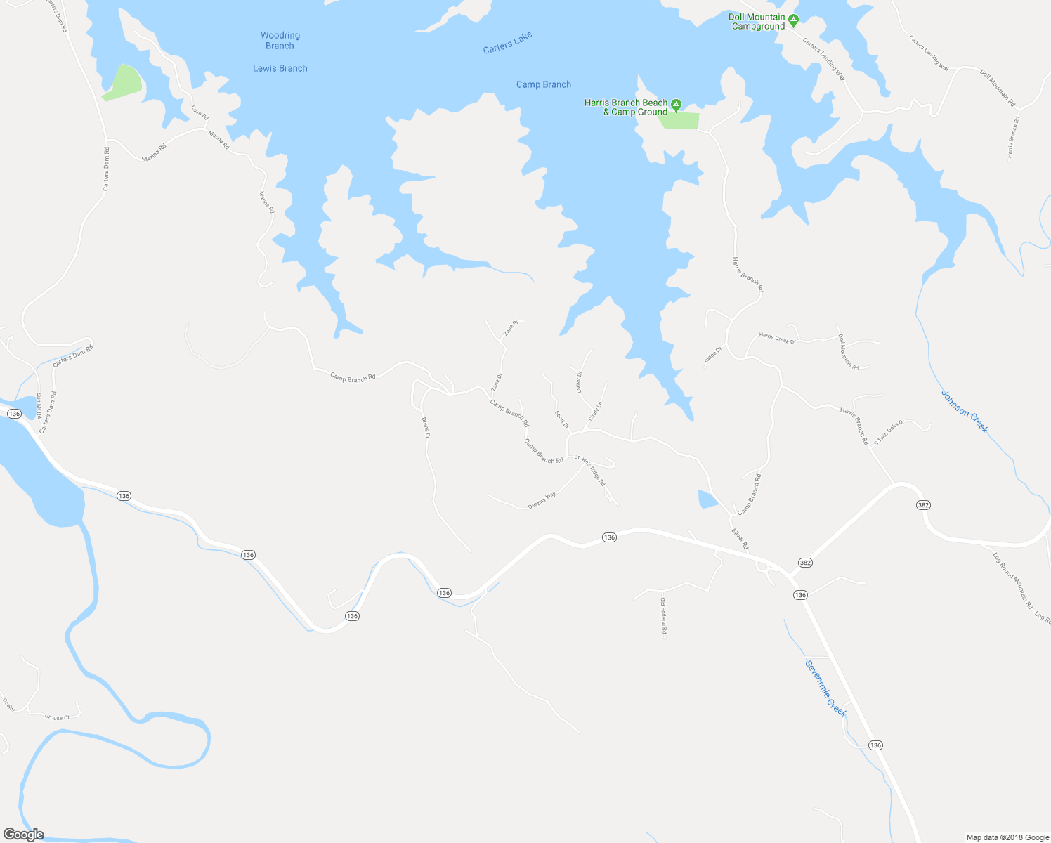 map of restaurants, bars, coffee shops, grocery stores, and more near Camp Branch Road in Ellijay