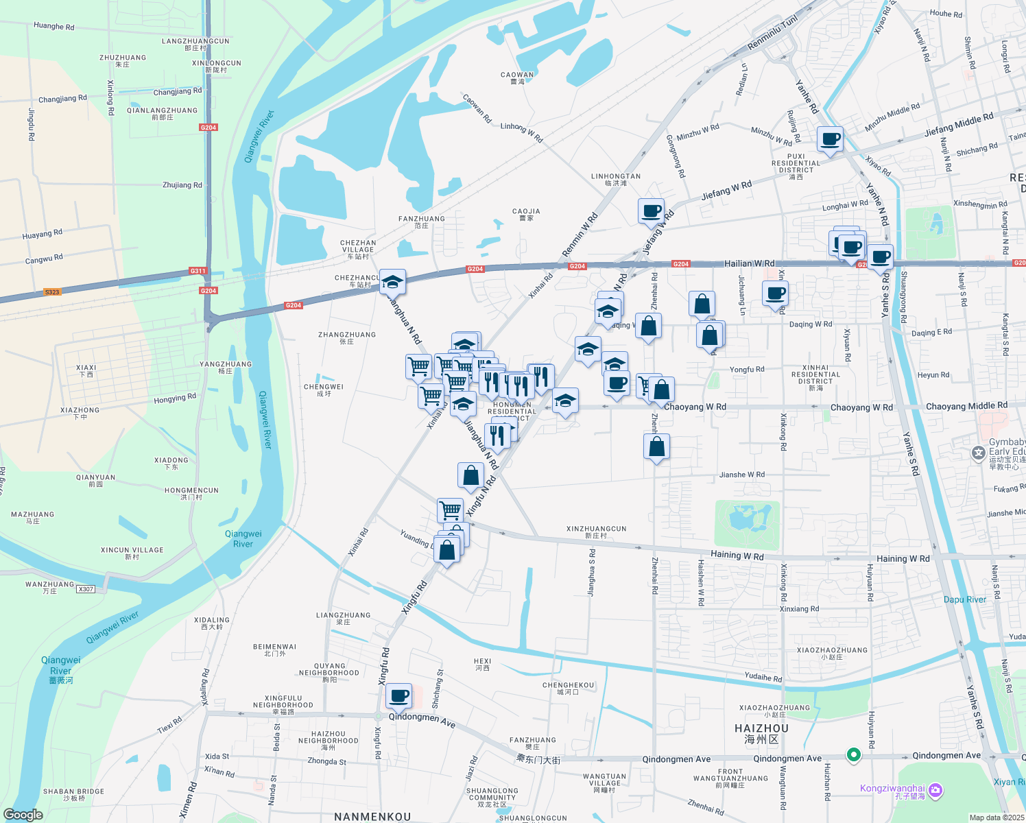 map of restaurants, bars, coffee shops, grocery stores, and more near in Lianyungang