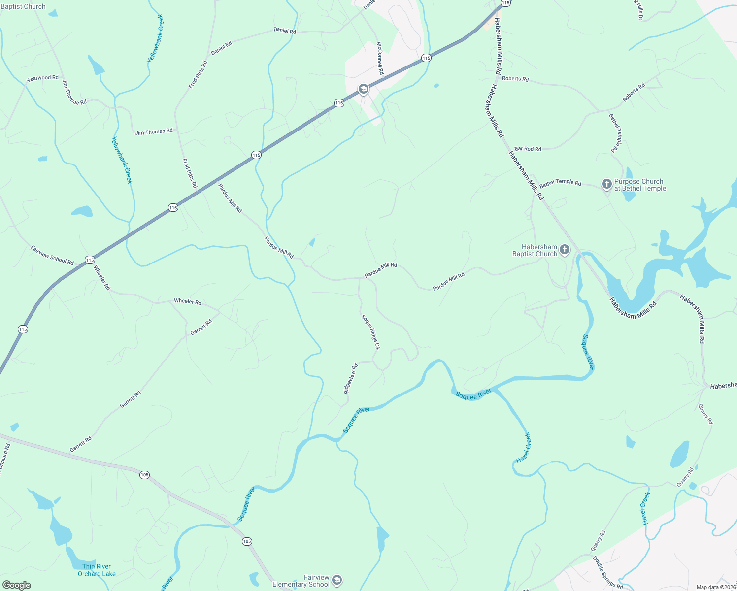 map of restaurants, bars, coffee shops, grocery stores, and more near 250 Ridgeview Road in Demorest