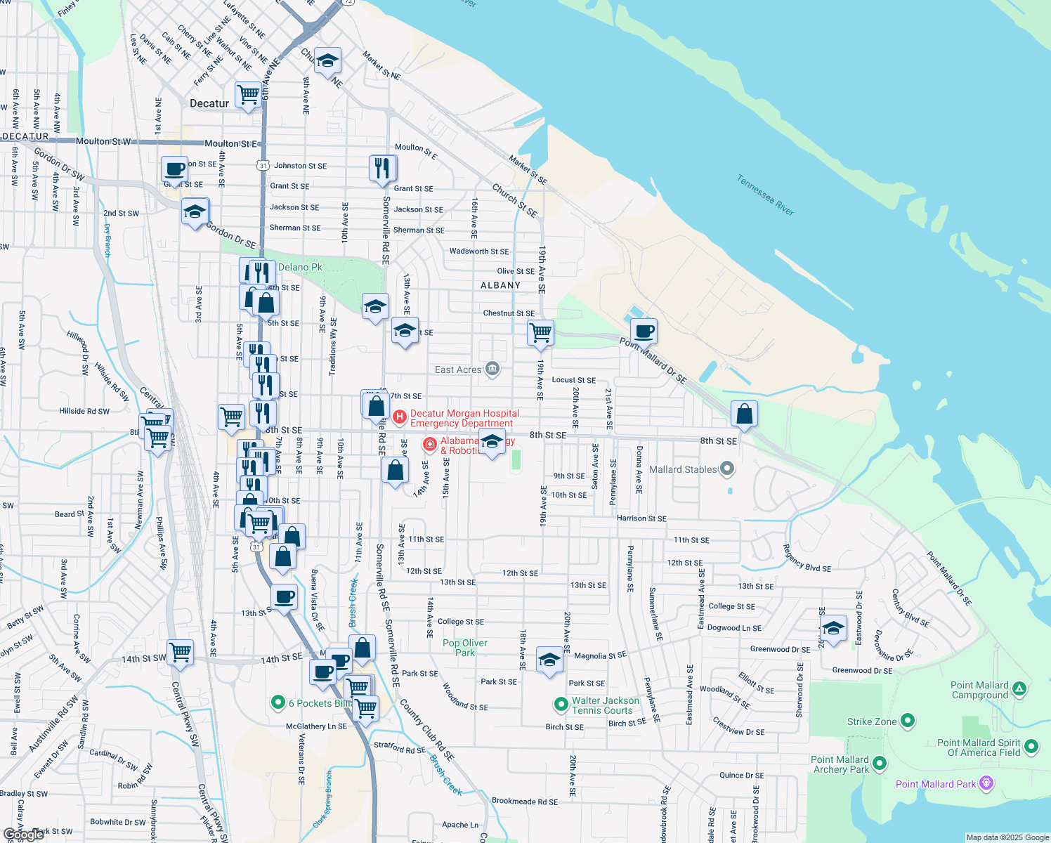 map of restaurants, bars, coffee shops, grocery stores, and more near 1813 Enolam Blvd SE in Decatur