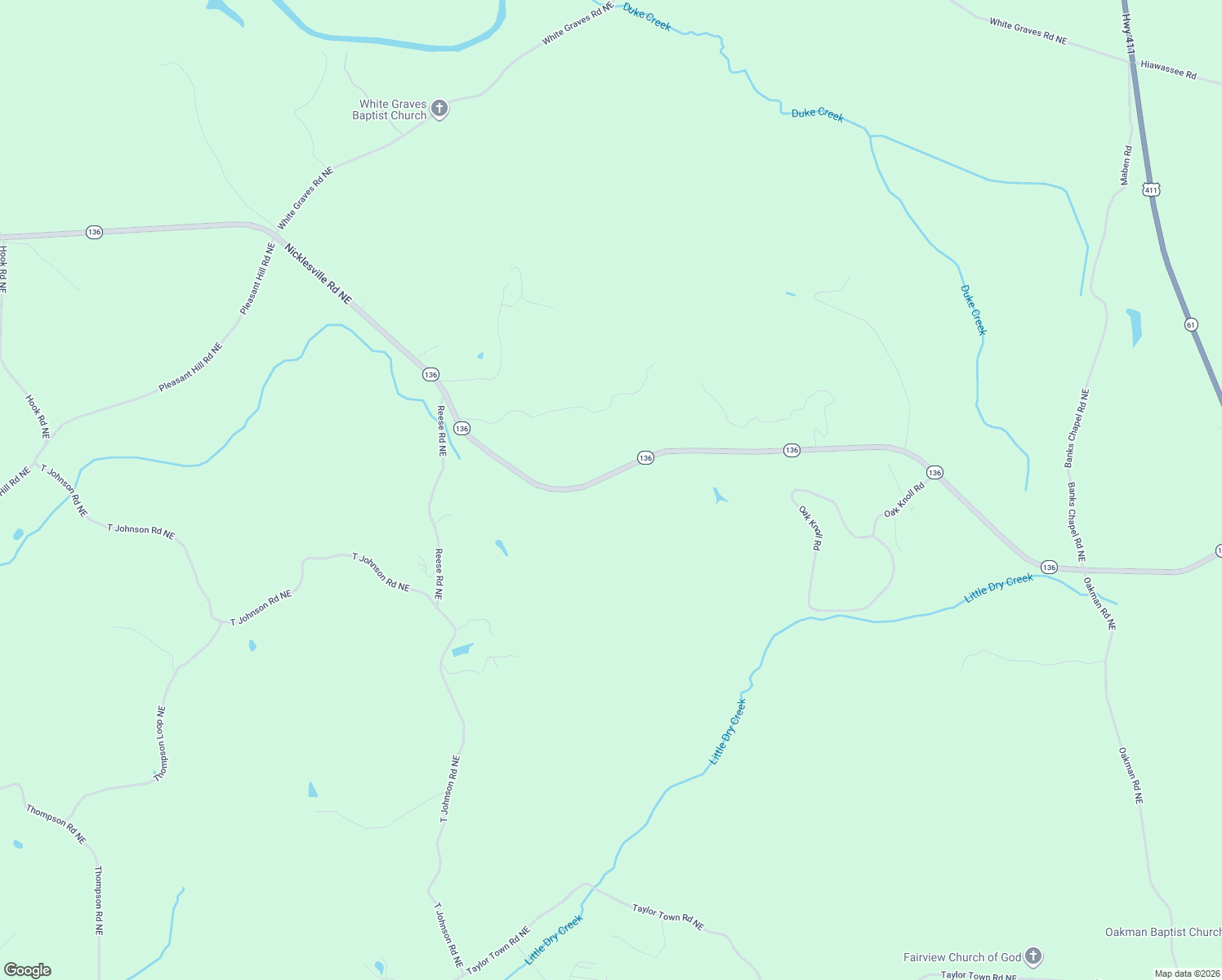 map of restaurants, bars, coffee shops, grocery stores, and more near 7263 Nicklesville Road Northeast in Ranger