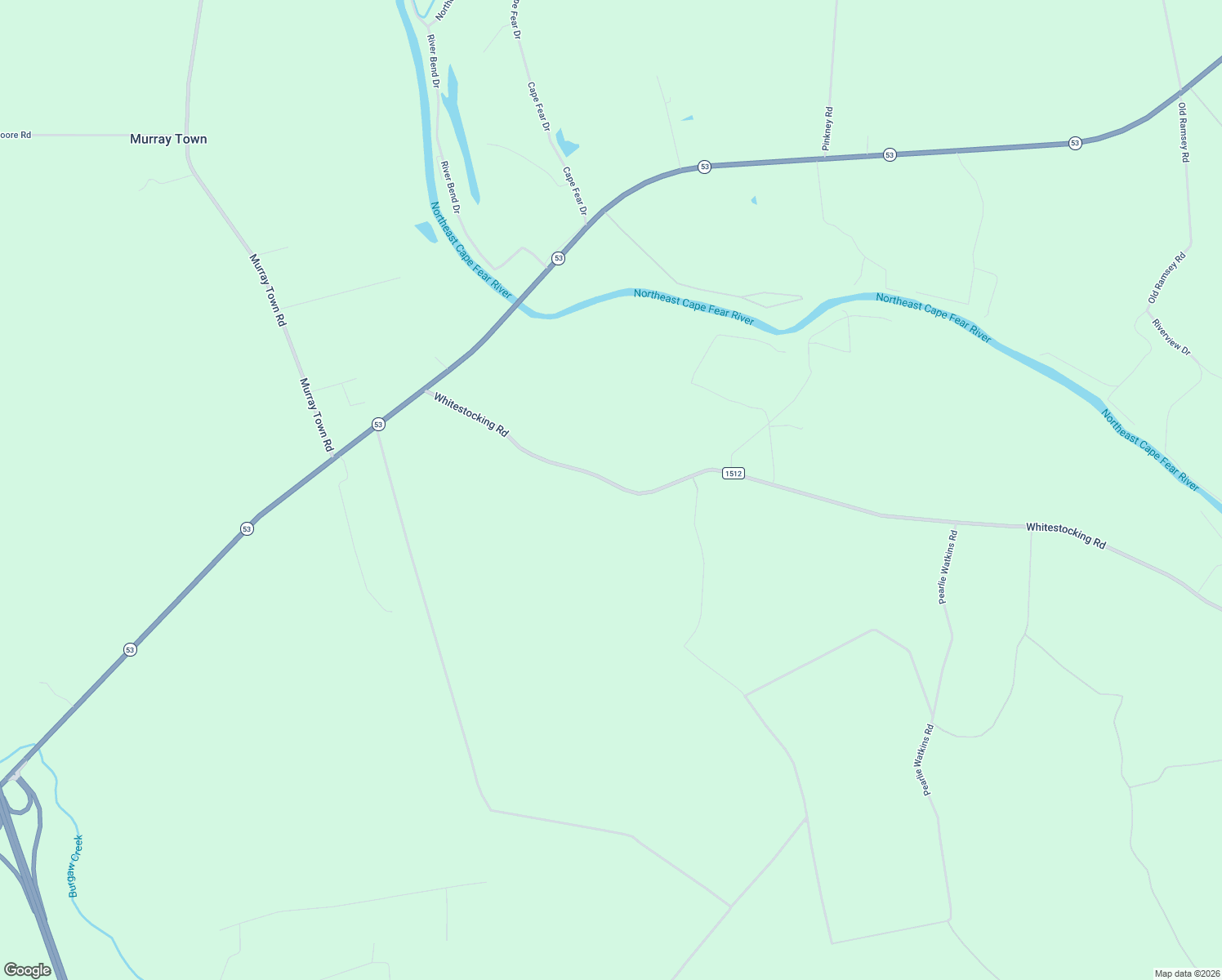 map of restaurants, bars, coffee shops, grocery stores, and more near 646 Whitestocking Road in Burgaw