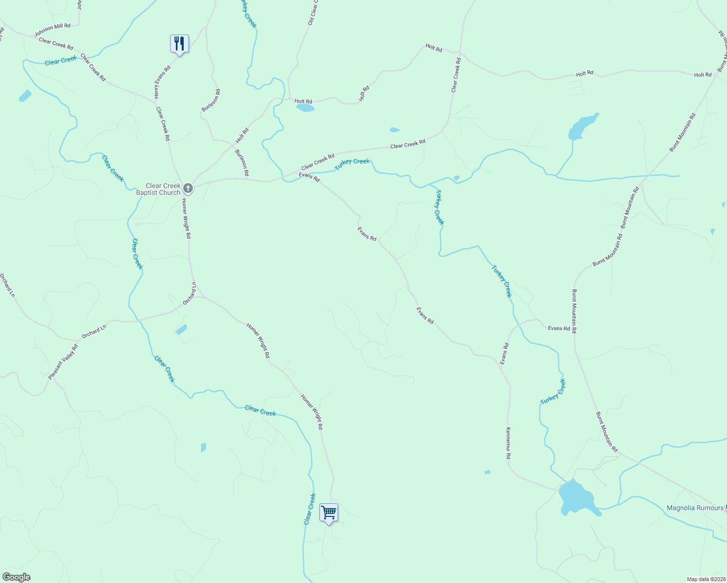 map of restaurants, bars, coffee shops, grocery stores, and more near 802 Evans Road in Ellijay