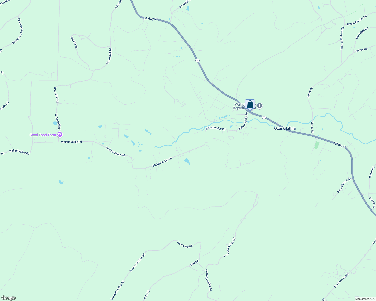 map of restaurants, bars, coffee shops, grocery stores, and more near 468 Walnut Valley Road in Hot Springs