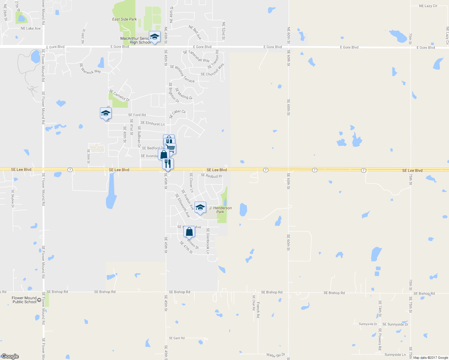 map of restaurants, bars, coffee shops, grocery stores, and more near 5030 SE Redbud Pl in Lawton