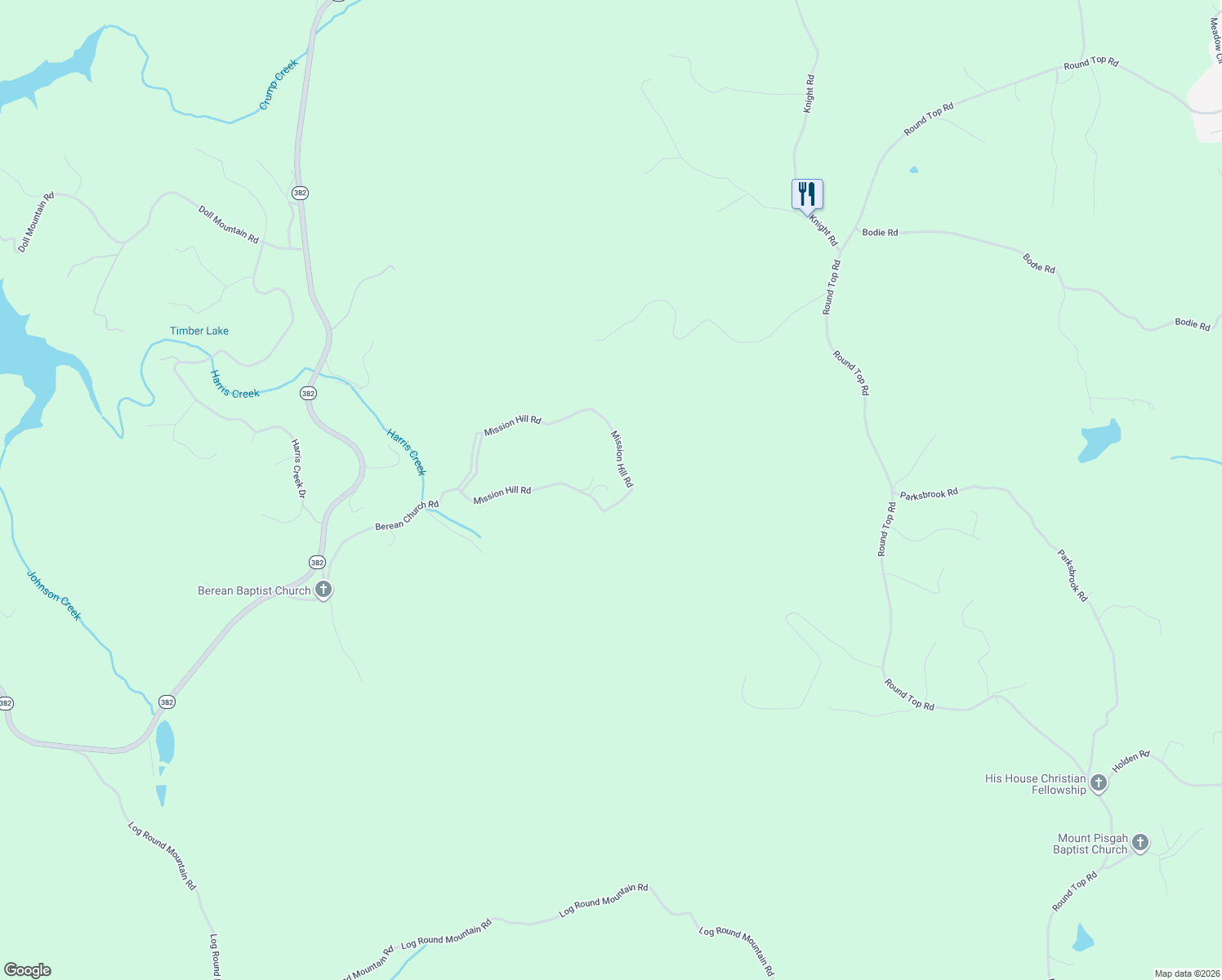 map of restaurants, bars, coffee shops, grocery stores, and more near 387 Mission Hill Road in Ellijay