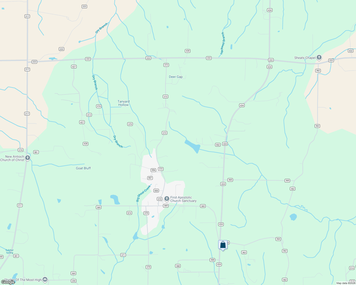 map of restaurants, bars, coffee shops, grocery stores, and more near 256 County Road 552 in Trinity