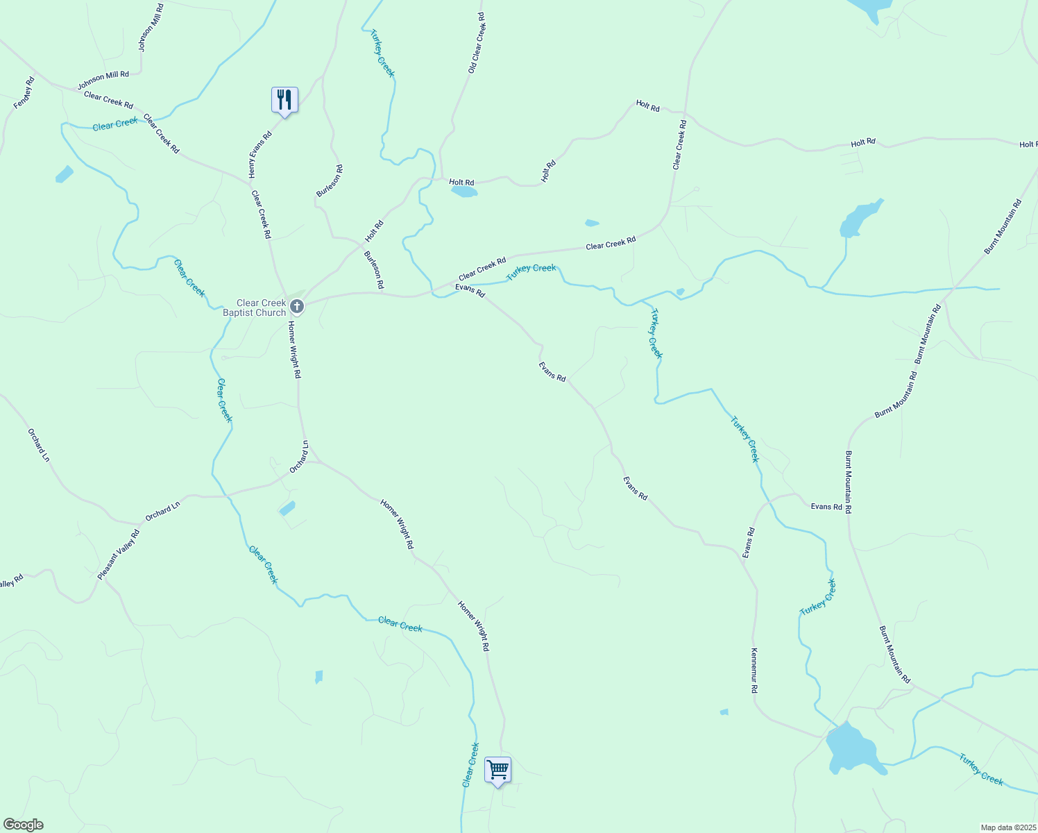 map of restaurants, bars, coffee shops, grocery stores, and more near 197 Oak Park Drive in Talking Rock