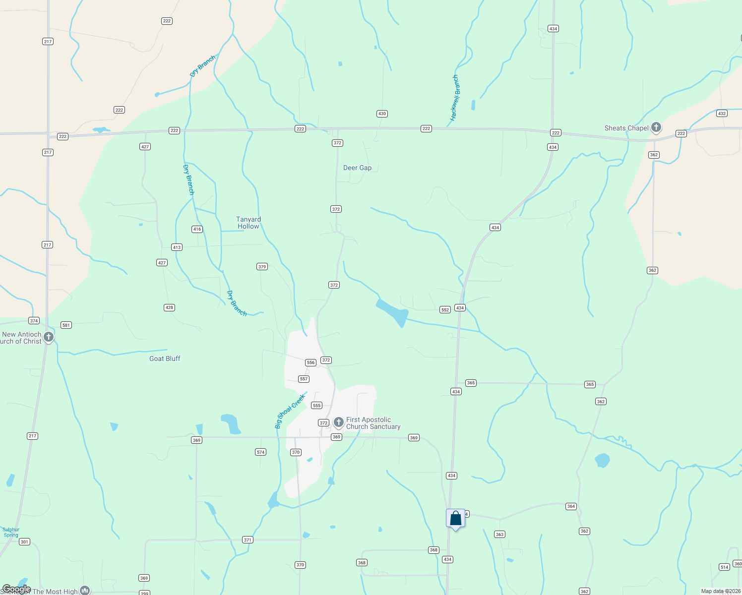 map of restaurants, bars, coffee shops, grocery stores, and more near 256 County Road 552 in Trinity