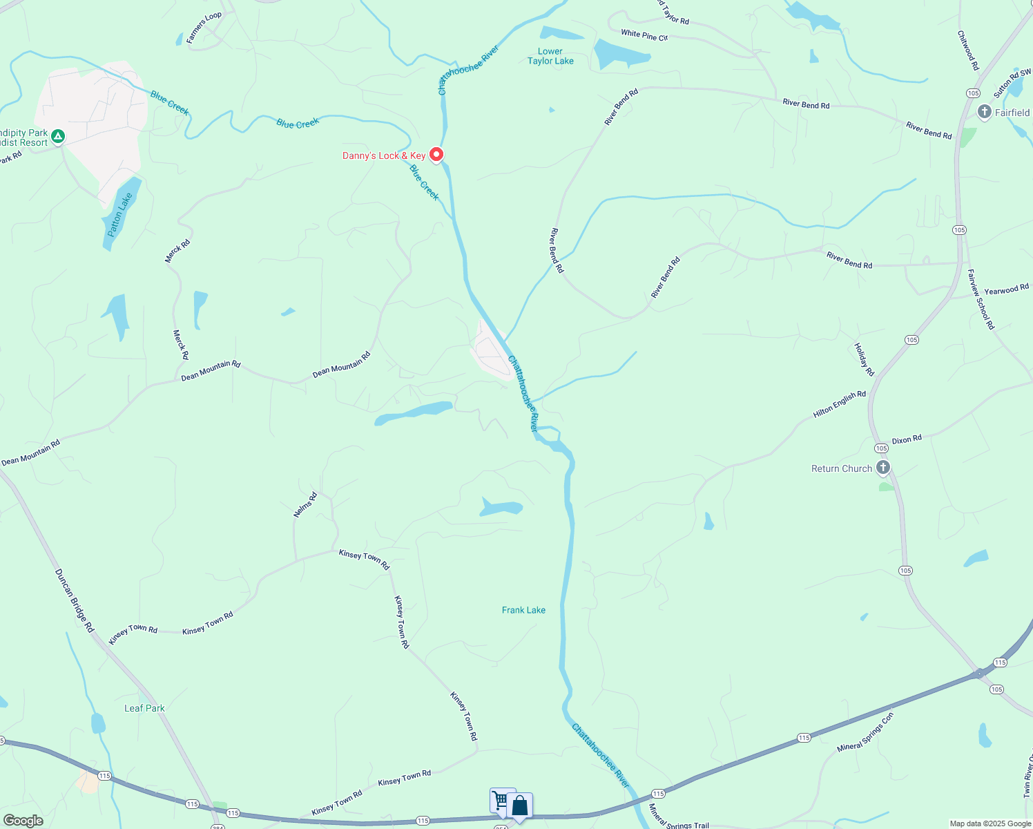 map of restaurants, bars, coffee shops, grocery stores, and more near 1008 River Estates Road in Cleveland