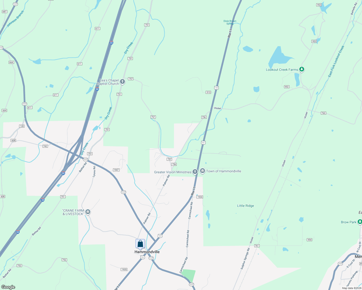 map of restaurants, bars, coffee shops, grocery stores, and more near 450 County Road 756 in Valley Head