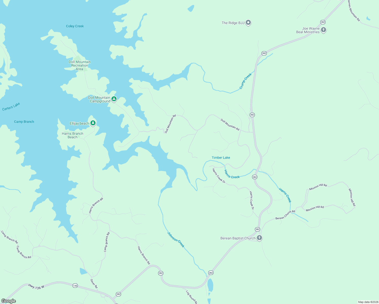 map of restaurants, bars, coffee shops, grocery stores, and more near Carters View Drive in Ellijay