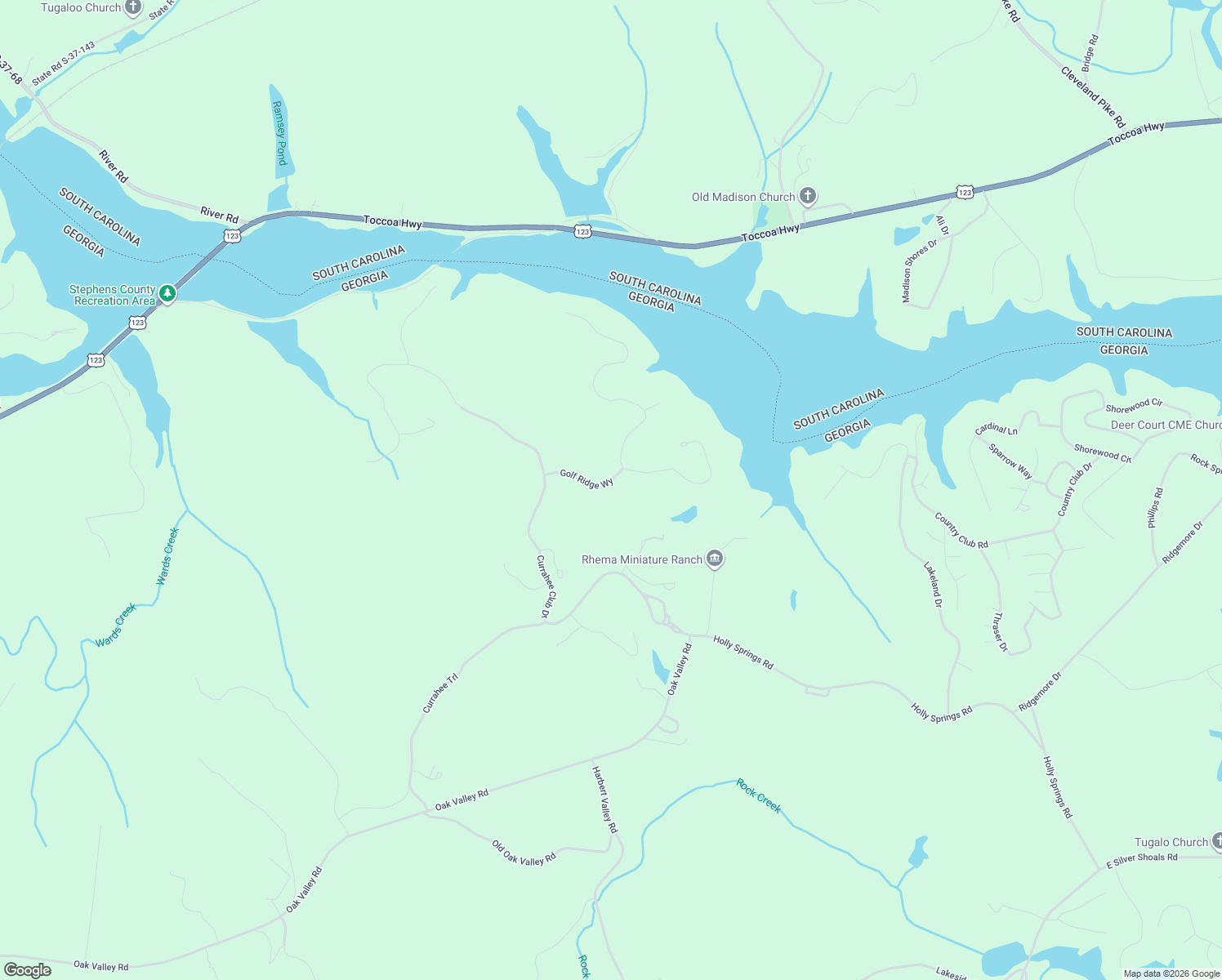map of restaurants, bars, coffee shops, grocery stores, and more near 256 Golf Ridge Way in Toccoa