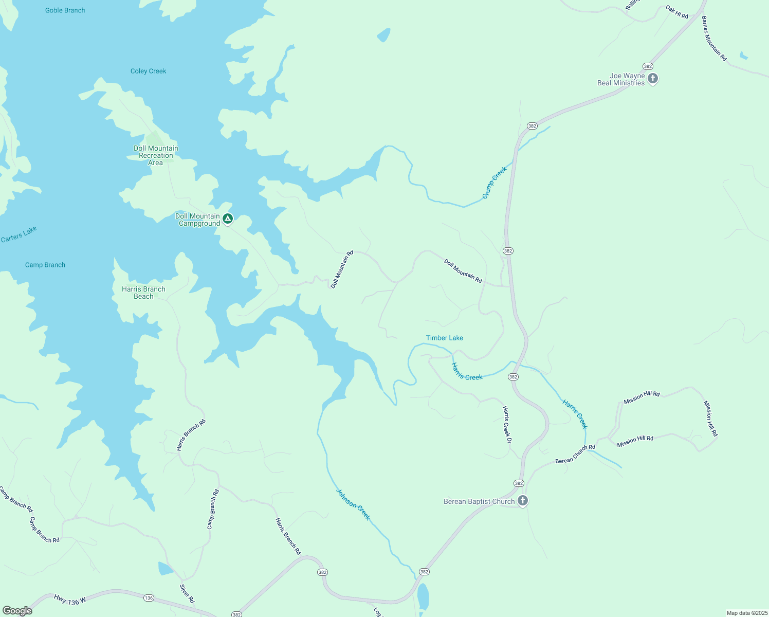 map of restaurants, bars, coffee shops, grocery stores, and more near Carters View Drive in Gilmer County