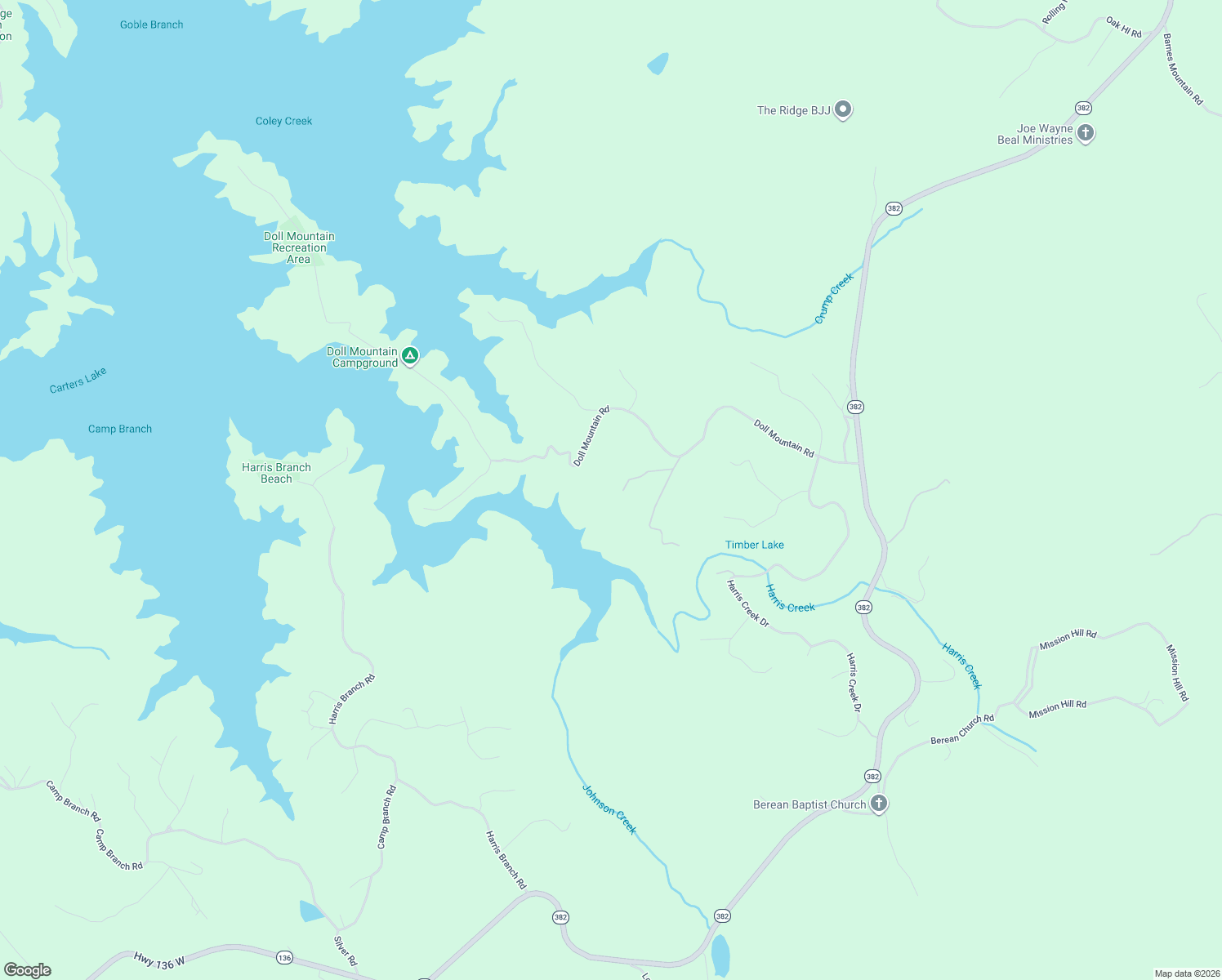map of restaurants, bars, coffee shops, grocery stores, and more near Carters View Drive in Ellijay