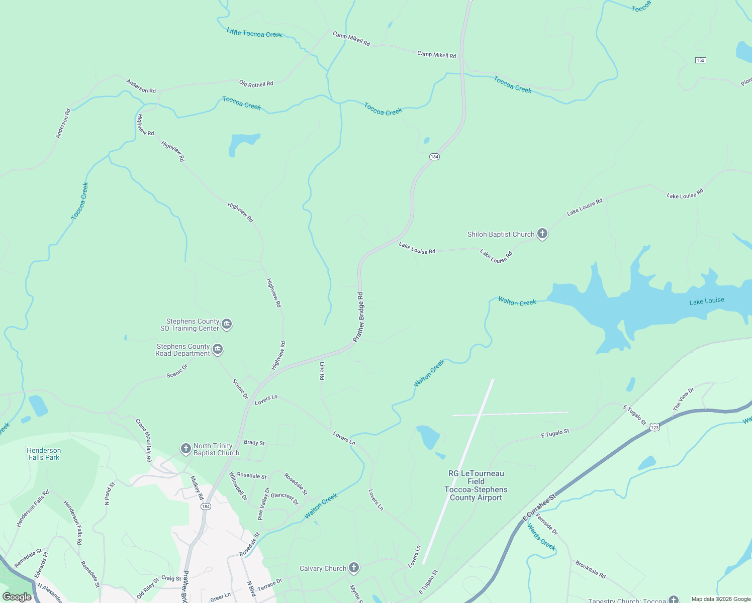 map of restaurants, bars, coffee shops, grocery stores, and more near 1988 Prather Bridge Road in Toccoa